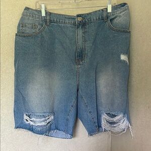 Distressed Blue Jean Shorts 2X